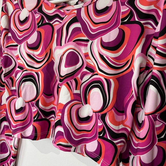 🎉4/30$🎉 Streetwear Society Pink Psychedelic Long Sleeve Crop Top - Size Large - Picture 3 of 5